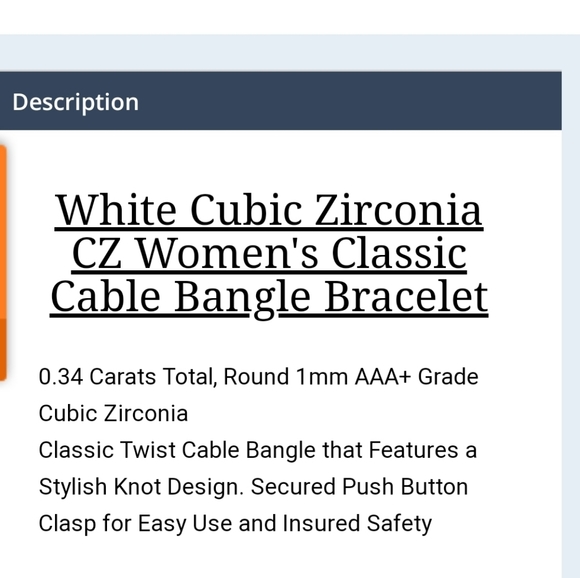 White Cubic Zirconia Classic Cable Bangle - Picture 5 of 10